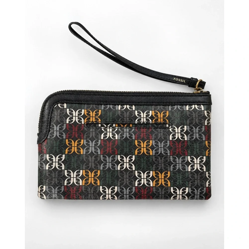 Fossil Sofia Multi Logo Zip Wristlet Approx 8.25 x 4.5 In NWT